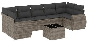 Set Divano da Giardino 8 pz con Cuscini Grigio in Polyrattan