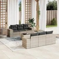 Set Divani da Giardino 7pz con Cuscini Grigio Chiaro Polyrattan 3222311