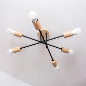 Lampadario a plafone CAMBRIDGE 6xE27/15W/230V in pino