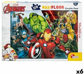 Puzzle per Bambini The Avengers Double-face 108 Pezzi 70 x 1,5 x 50 cm (6 Unità)