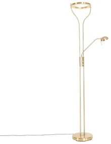 Lampada da terra moderna oro con braccio da lettura incl. LED e dimmer - Divo