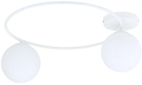 Plafoniera Minimal 2 Luci Perseo In Acciaio Bianco E Sfere In Vetro Bianco