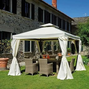 Gazebo Quadrato in alluminio struttura grigio, copertura ecru L 300 x P 300 x H 296 cm