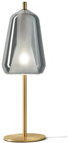 Lampada da tavolo in vetro borosilicato color fume con montatura in oro spazzolato Miloox Xray