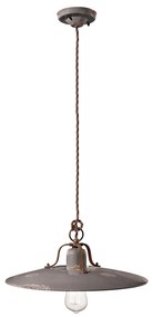 Lampadario Vintage Country Ferro E Ceramica Tortora 1 Luce E27