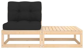 Set Divani da Giardino 2 pz con Cuscini Legno Massello Pino