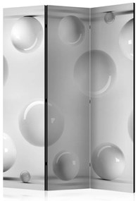 Paravento Bile (3 pezzi) - motivo geometrico 3D immerso nel bianco e nel grigio