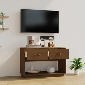 Mobile porta tv miele 90x40x60 cm in legno massello di pino