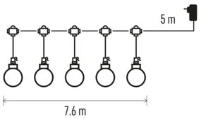 Catena decorativa da esterno LED 20xLED/12,6m IP44 bianco caldo