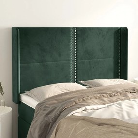 Testiera Ad Orecchio Verde Scuro 147x23x118/128cm İn Velluto /
