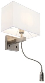 Lampada da parete intelligente in acciaio con paralume bianco crema incl. Wifi P45 - Bergamo