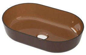 Lavabo da appoggio ovale in solid surface L 54 x H 12 x P 34 cm bronzo e trasparente