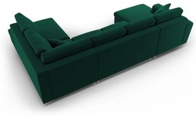 Divano angolare verde allungabile e con contenitore (con penisola a destra/a U) con rivestimento in velluto Kyoto – Cosmopolitan Design