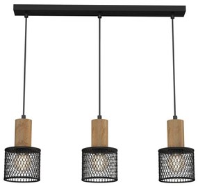 Lampadario a sospensione con filo SOBRESA 3xE27/60W/230V nero/legno