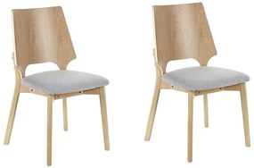 Set di 2 sedie da pranzo tessuto grigio chiaro e legno chiaro ABEE Beliani