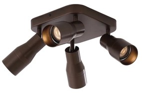 Faretto da soffitto quadrato 4 luci GU10 50 mm bronzo scuro - Stanley