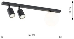 Plafoniera Minimal 3 Luci Sobek In Acciaio Nero E14+Gu10