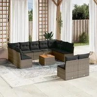 Set Divani da Giardino 12 pz con Cuscini Grigio in Polyrattan 3256221