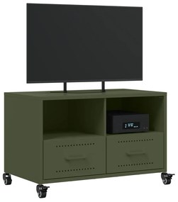 Mobile tv verde oliva 68x39x43,5cm in acciaio laminato a freddo