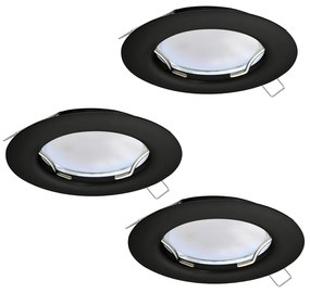 Faretto Ad Incasso Moderno Peneto In Acciaio Nero 3 Luci Gu10 2,8W