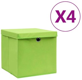 Contenitori Con Coperchi 4 Pz 28x28x28 Cm Verde /