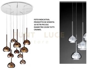 Beba lampadario a sospensione tondo 10 luci vetri cromo attacco g9 ...