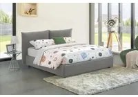 Letto matrimoniale Gabriella, Letto contenitore con rivestimento in tessuto, Made in Italy, Apertura frontale, adatto per materasso cm 160x200, Grigio