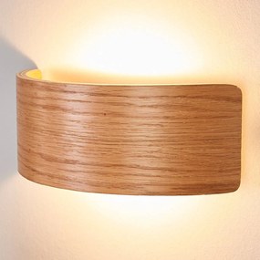 Lindby Applique a LED Rafailia, larghezza 23 cm, legno, 3.000 K