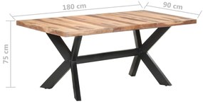 Tavolo da Pranzo 180x90x75 cm Legno Massello con Finitura Miele