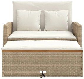 Divano Giardino con Cuscini 2 Posti Beige Polyrattan e Acacia