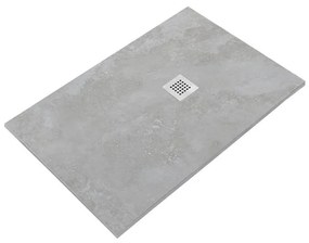 Piatto doccia SANYCCES in resina STRATO grigio L 100 x L 140 x H 2.7 cm effetto pietra