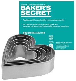 Set 5 tagliabiscotti cuori acciaio inox