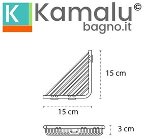 Kamalu - Griglia portaspugna angolare in acciaio inox finitura satinata | KA60S