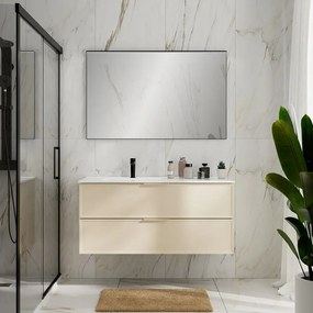 Mobile Pull L60 H55 P45 Beige Greige opaco laccato 2 cassetti a chiusura ammortizzata e TOP per lavabo in appoggio, piedini non inclusi