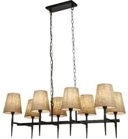 Lampadario Industrial-Nordico Gotico Acciaio Nero Tessuto 8 Luci E14