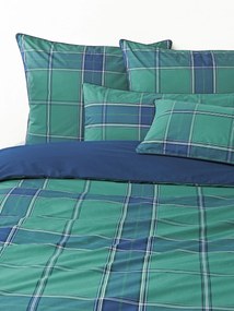 Copripiumino in cotone percalle a quadri con bordino Scarlet