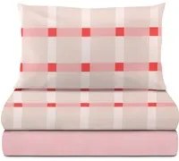 Completo letto singolo in cotone rosa Rick