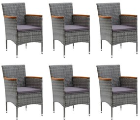 Set da pranzo da giardino 7 pz grigio