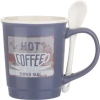 Mug caffè blu 400 ml con cucchiaino