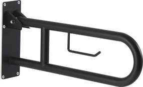 Barra di sostegno snug appoggio rib. con p.tarotolo nero in acciaio L 10 x P 60 cm nero matt