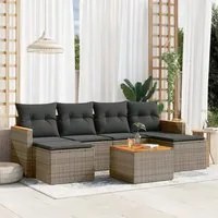 Set Divani da Giardino 7 pz con Cuscini Grigio in Polyrattan 3258630