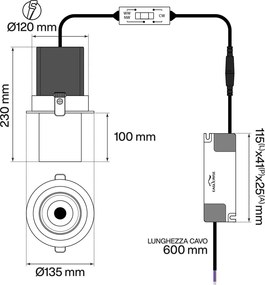 Faro LED da Incasso 30W Orientabile CCT Foro Ø110mm 60° Bridgelux LED Colore Bianco Variabile CCT