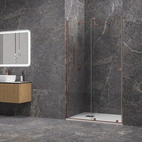 Kamalu - Nicchia doccia scorrevole senza telaio 160 cm color oro rosa | KNM4000GR