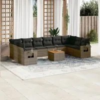 Set Divani da Giardino 11 pz con Cuscini in Polyrattan Grigiocod mxl 117124