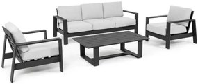 Salotto alluminio Set Bally – 4 pezzi, cuscini sfoderabili, struttura resistente, grigio
