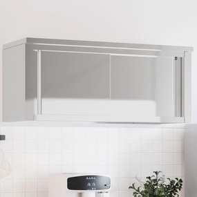 Mobile Cucina Da Parete Con Ante Scorrevoli İn Acciaio Inox /