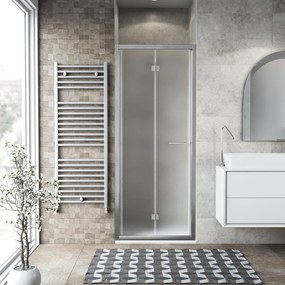 Porta doccia pieghevole Record, L 72-76 cm x H 195 cm x SP 6 mm, profilo cromo, vetro smerigliato