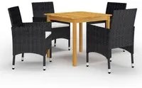 Set Mobili da Pranzo per Giardino 5 pz Nero cod mxl 39462