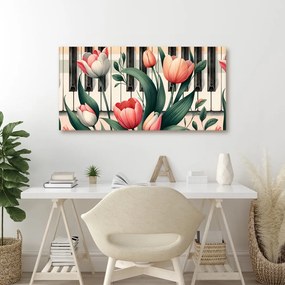 Quadro su tela – Fiori al ritmo della musica e del pianoforte