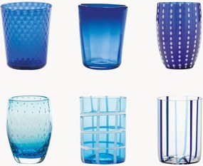 Set di 6 bicchieri in vetro soffiato con strutture diverse Melting Pot